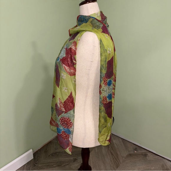 Sharon Tesser 100% Silk Scarf Wearable Art Boho Rectangle Chiffon - Picture 3 of 6